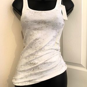 White and Gold Flake Casual Tank Top